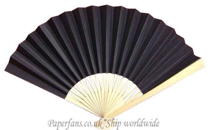 black paper fan reception wedding decor