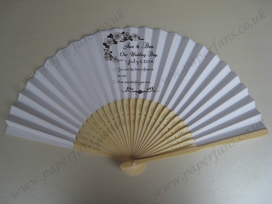 white folding hand fans for wedding favors